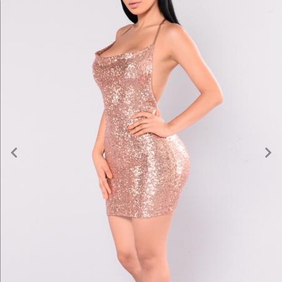 Fashion Nova Dresses & Skirts - Rose gold sequin dress from FN size XS